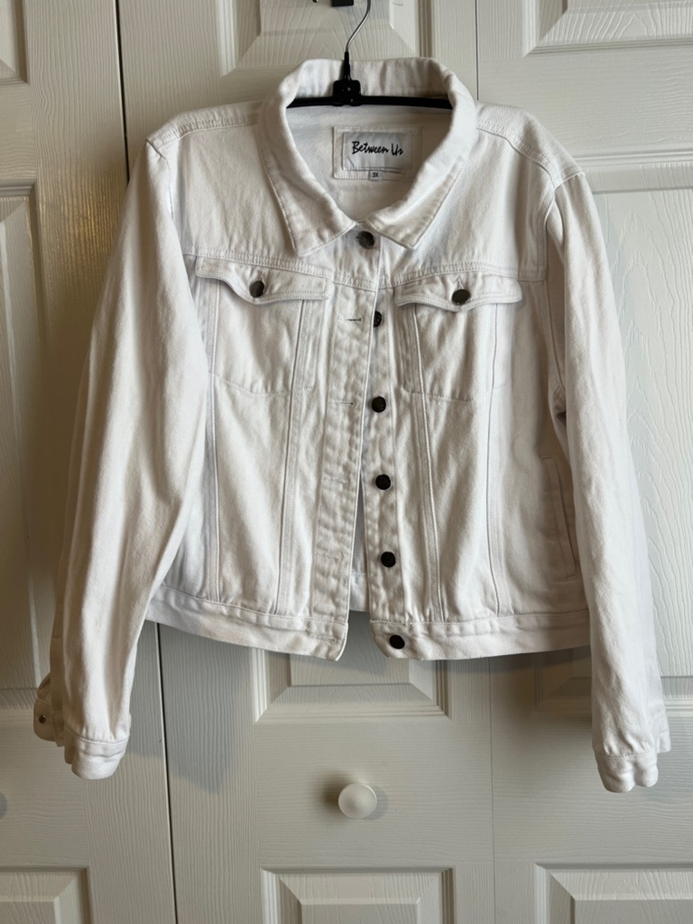 Between Us White 100% Cotton Denim Jacket - Classic Women’s Trucker Sz 3X